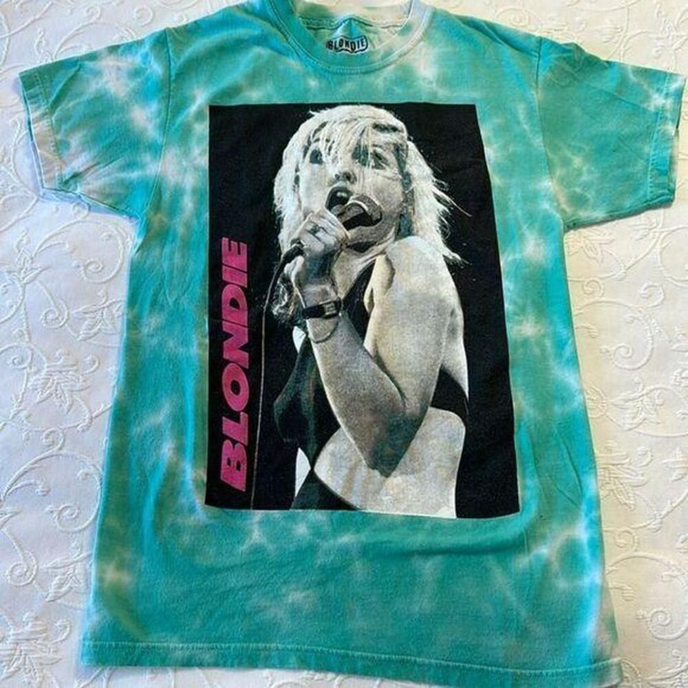 Blondie Band‎ T-Shirt (reproduction) Turquoise Tie Dye Size Small
